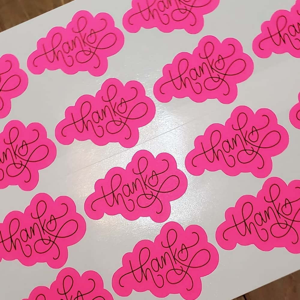 Thank You Stickers Labels Pink Black

Sticker Labe